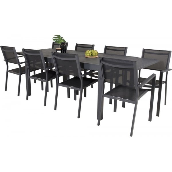 Holma Matgrupp (160x100) - Svart - 8 Stolar