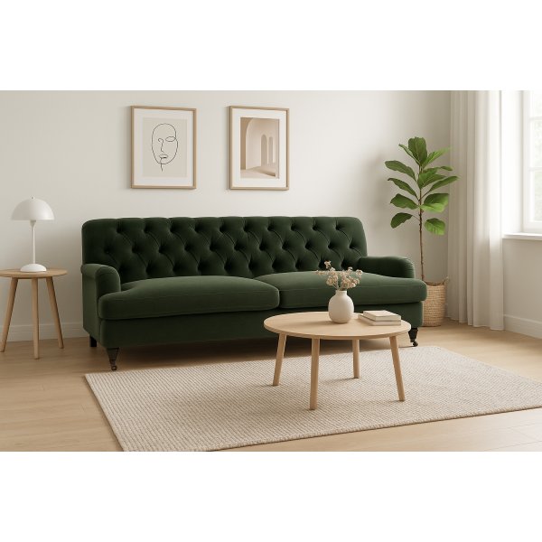 Soffa 215 cm i m�rkgr�n kl�dsel - Howard Barkley