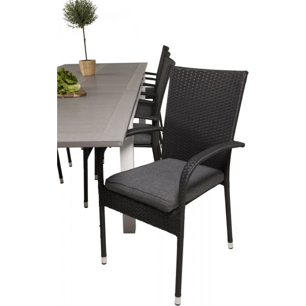 Eken�s Matgrupp (224x100) - Svart/Gr�/Vit - 8 Stolar