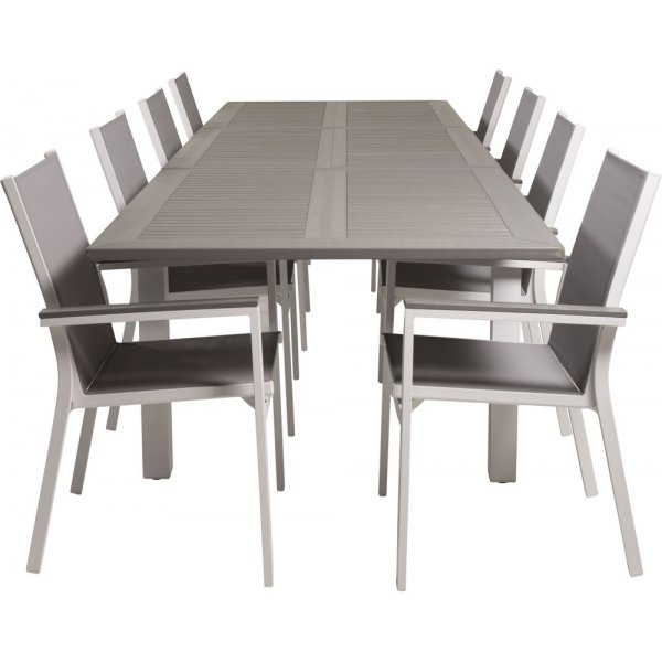Ekens Matgrupp (224x100) - Vit/Gr - 8 Stolar