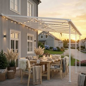 Altantak 5,6x2,5 m vit aluminium UV-skyddad kanalplast
