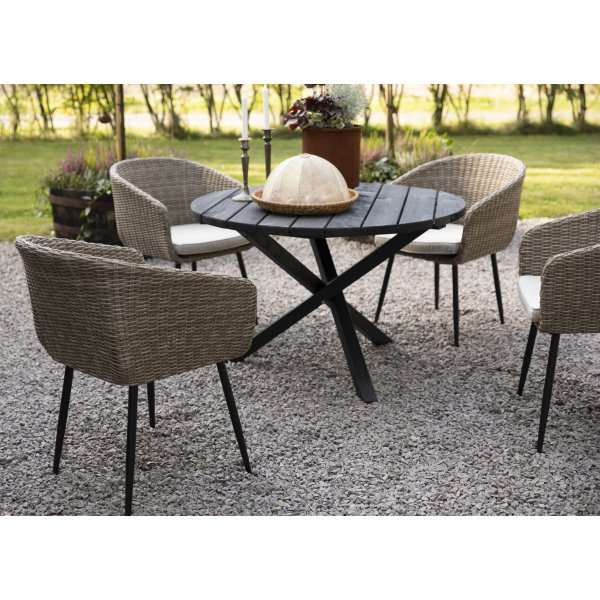 Runder Gartentisch Scottsdale Ø112 cm - Schwarz gebeizte Kiefer Runder Gartentisch Scottsdale Ø112 cm - Schwarz gebeizte Kiefer