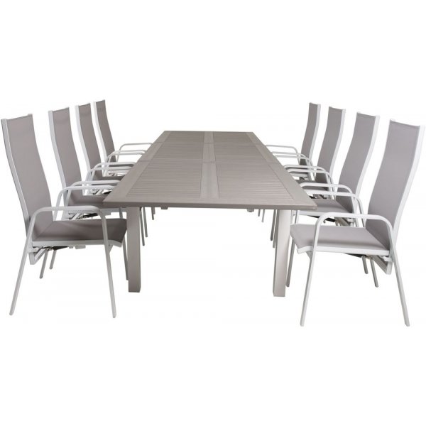 Ekens Matgrupp (224x100) - Vit/Gr - 8 Stolar