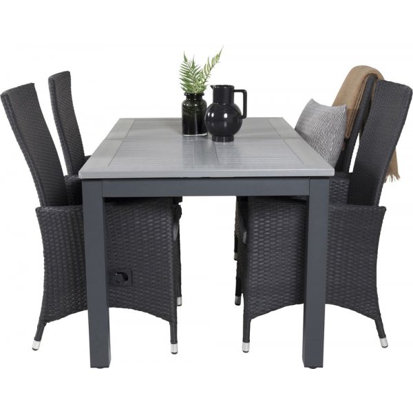 Eken�s Matgrupp (152x90) - Svart/Gr� - 4 Stolar