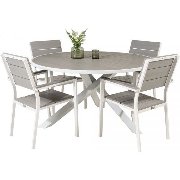 Ebbarp Matgrupp (140) - Vit/Gr - 4 Stolar