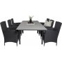 Prssebo Matgrupp (160x100) - Svart/Gr - 6 Stolar