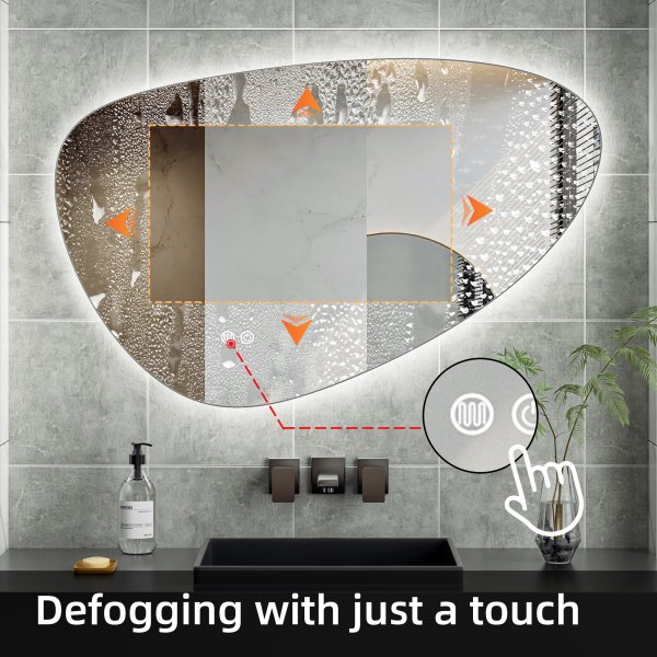 Spegel - Tivoli | Asymmetrisk | LED-belysning, dimbar & Anti-fog Spegel - Tivoli | Asymmetrisk | LED-belysning, dimbar & Anti-fog