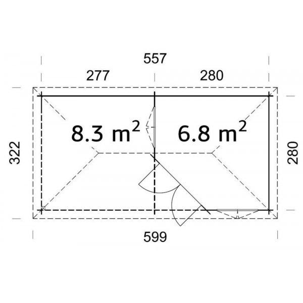 Huvimaja Melanie 6,8+8,3 m² Huvimaja Melanie 6,8+8,3 m²