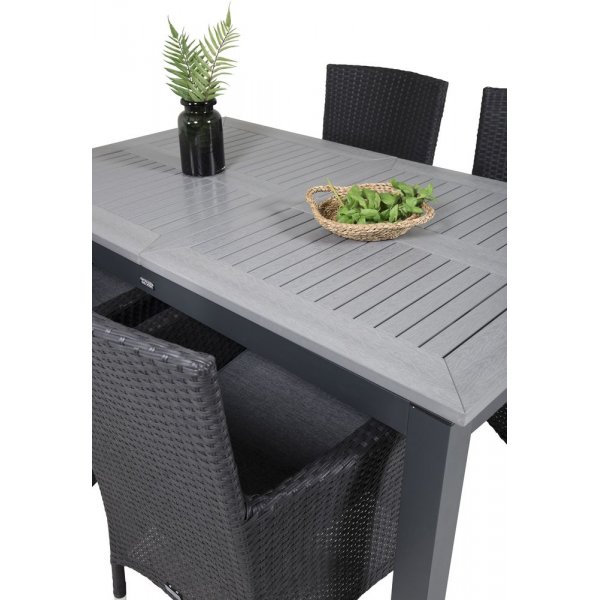 Ekens Matgrupp (152x90) - Svart/Gr - 4 Stolar