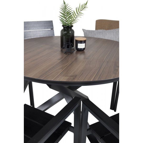 Tottarp Matgrupp (ø140) - Svart/Brun - 6 Stolar Tottarp Matgrupp (ø140) - Svart/Brun - 6 Stolar