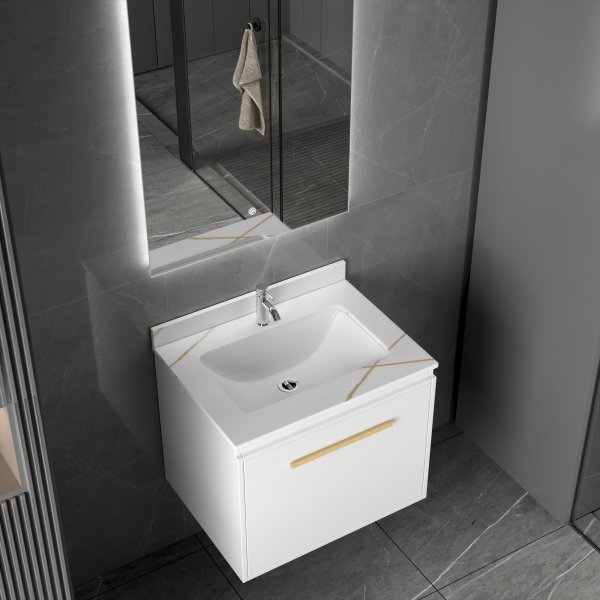 Badezimmermöbel Nova 60 cm - Weiß & Messing Badezimmermöbel Nova 60 cm - Weiß & Messing