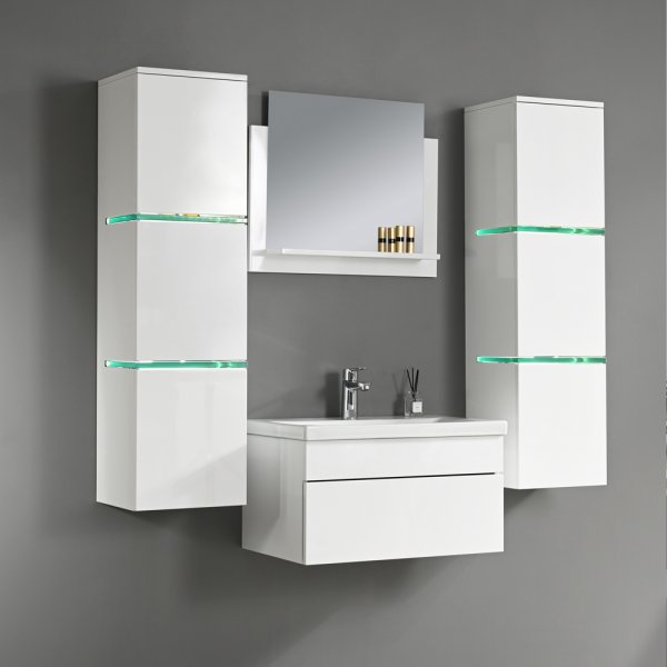 Kylpyhuonekalusteet Venetsia 60 cm - Valkoinen LED-valaistuksella + WC-paperin pidike Kylpyhuonekalusteet Venetsia 60 cm - Valkoinen LED-valaistuksella + WC-paperin pidike