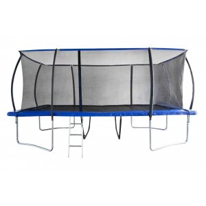 Rektangul�r trampolin med sikkerhedsnet - Bl� udend�rs leg