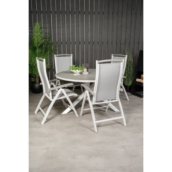 Ebbarp Matgrupp (ø140) - Vit/Grå - 4 Stolar Ebbarp Matgrupp (ø140) - Vit/Grå - 4 Stolar