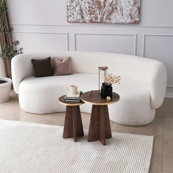 Mushroom sidobordset �30/40 cm - Guld/valn�t