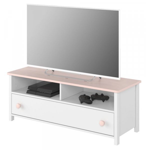Stephany TV-b�nk - Vit/rosa