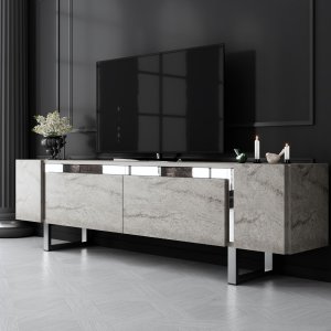 Erki TV-b�nk - Travertin/silver