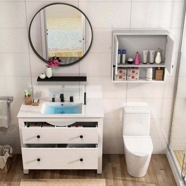 Badrumsm�bler 100 cm Vit med Spegel och V�ggsk�p - Rom