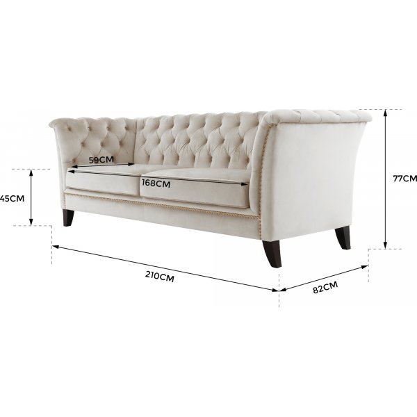 Soffa 3-sits Chesterfield beige - Milton Soffa 3-sits Chesterfield beige - Milton