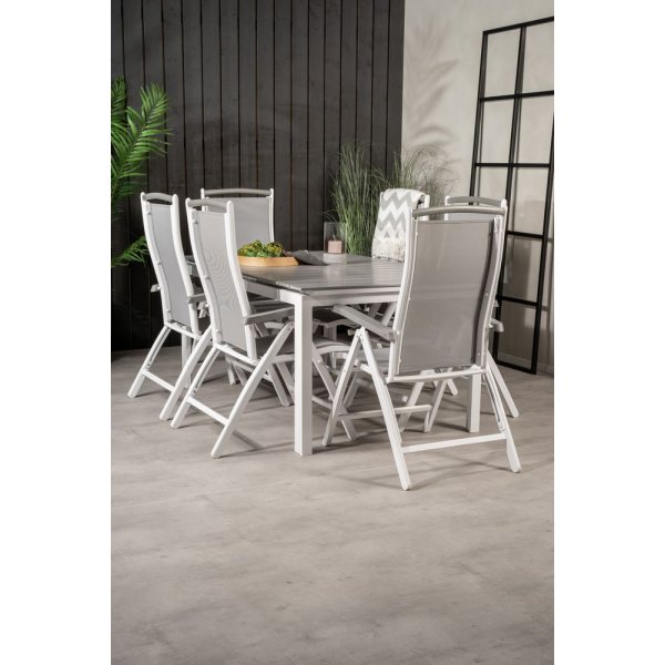 Prässebo Matgrupp (160x100) - Vit/Grå - 6 Stolar Prässebo Matgrupp (160x100) - Vit/Grå - 6 Stolar