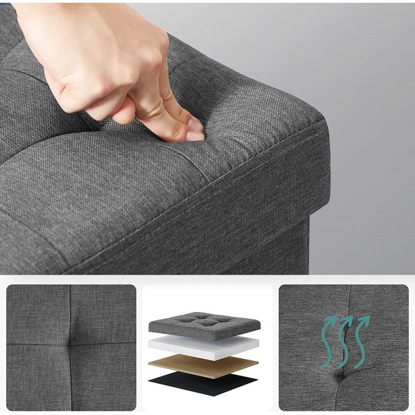Idris sittpuff med f�rvaring - M�rkgr�