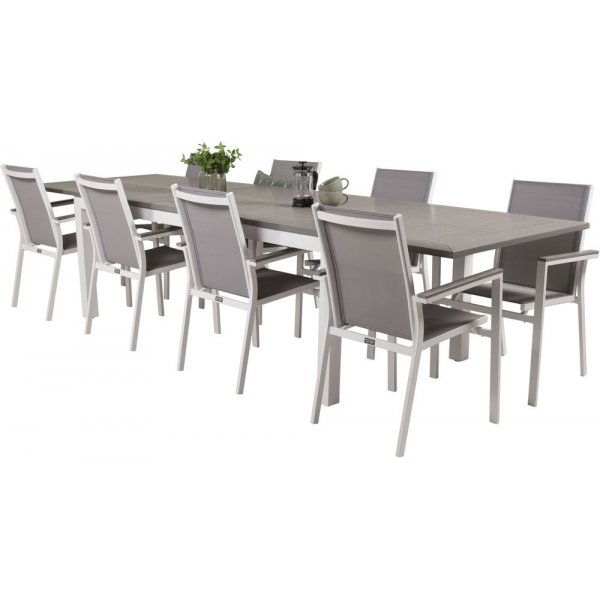 Eken�s Matgrupp (224x100) - Vit/Gr� - 8 Stolar