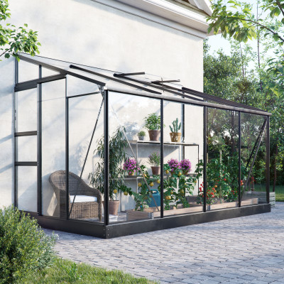 Väggväxthus Mothone 7,2 m² - svart - härdat glas