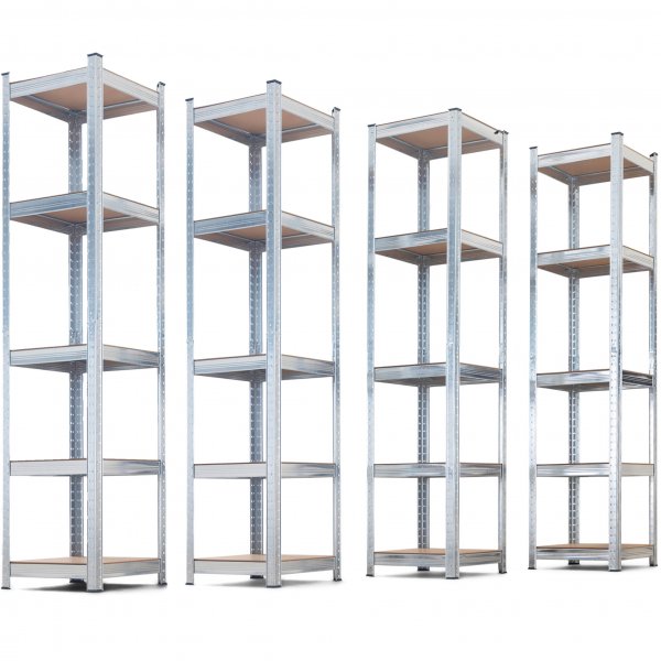 Fyra f�rvaringshyllor i galvaniserat st�l - 40x40x180 cm