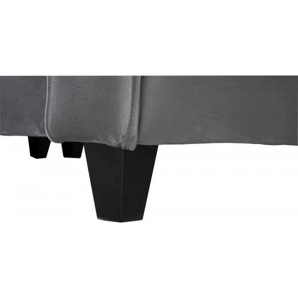 Soffa 250 cm bred m�rkgr� sammet 114 cm djup
