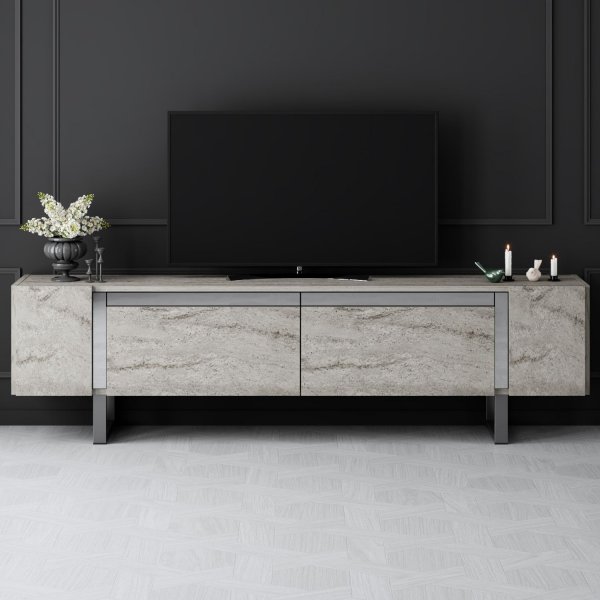 Erki TV-b�nk - Travertin/silver