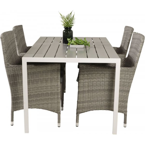 Ervalla Matgrupp (150x90) - Gr/Vit - 4 Stolar