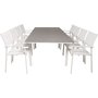 Prssebo Matgrupp (160x100) - Vit/Gr - 8 Stolar