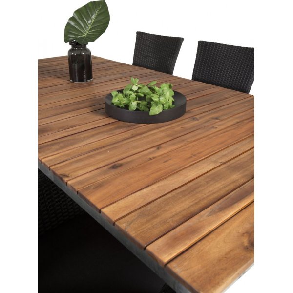 Salstad Spisegruppe (200x100) - Sort/Natur/Slv - 6 Stole