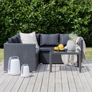 Loungegruppe Kuba sofagruppe + bord - sort syntetisk rattan / sorte hynder