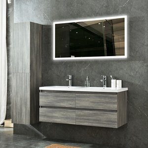 Badrumspaket 120 cm Tr&auml;imitation - Ella + Toalettpappersh&aring;llare