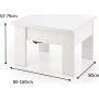 Serafin h�j och s�nkbart soffbord 80-160 x 80 cm - Vit