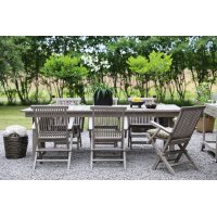 Matgrupp Saltö grå teak: Bord 240 cm inklusive 6 st karmstolar i grå teak Matgrupp Saltö grå teak: Bord 240 cm inklusive 6 st karmstolar i grå teak