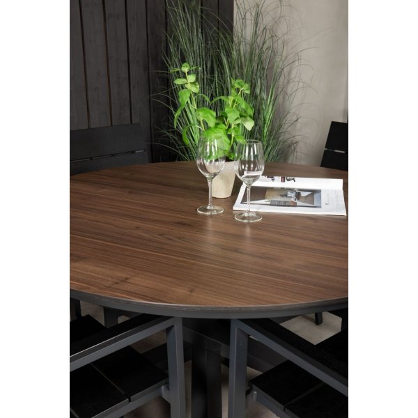 Tottarp Matgrupp (ø140) - Svart/Brun - 4 Stolar Tottarp Matgrupp (ø140) - Svart/Brun - 4 Stolar