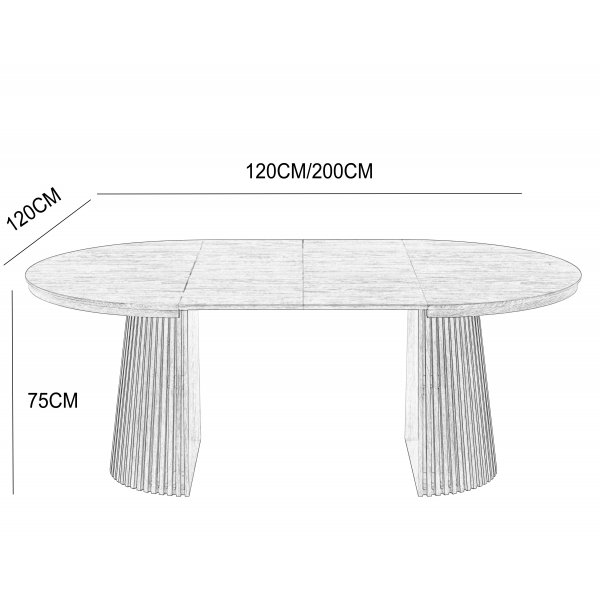 Crossby runt matbord f�rl�ngningsbart �120-200 cm - Valn�t