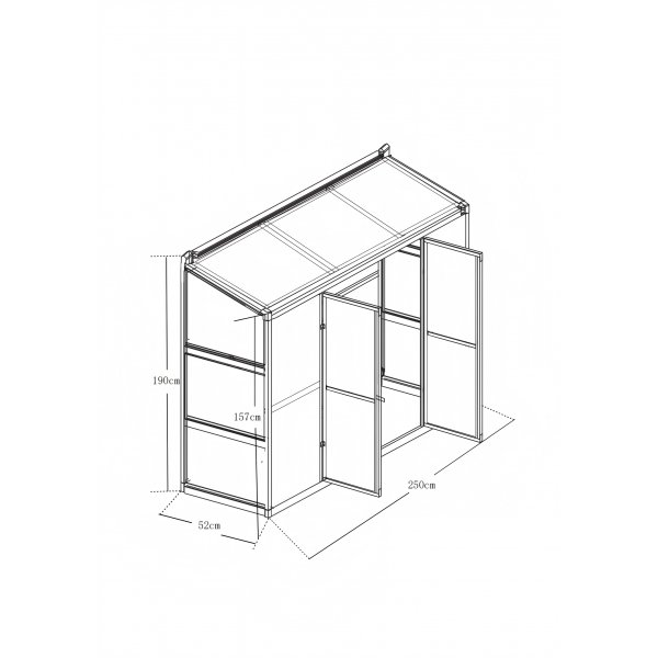 Väggväxthus mot vägg 1,3 m² härdat glas - Gardeney Atlas + Växthusbord Väggväxthus mot vägg 1,3 m² härdat glas - Gardeney Atlas + Växthusbord