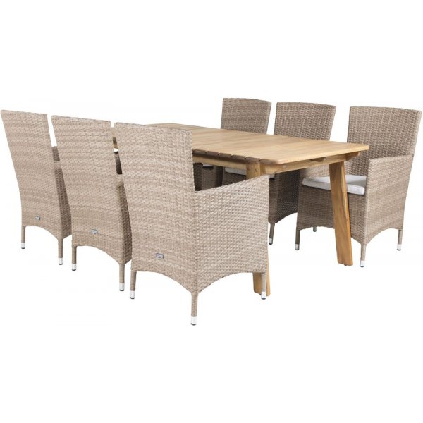 Malmby Matgrupp (180x90) - Natur - 6 Stolar