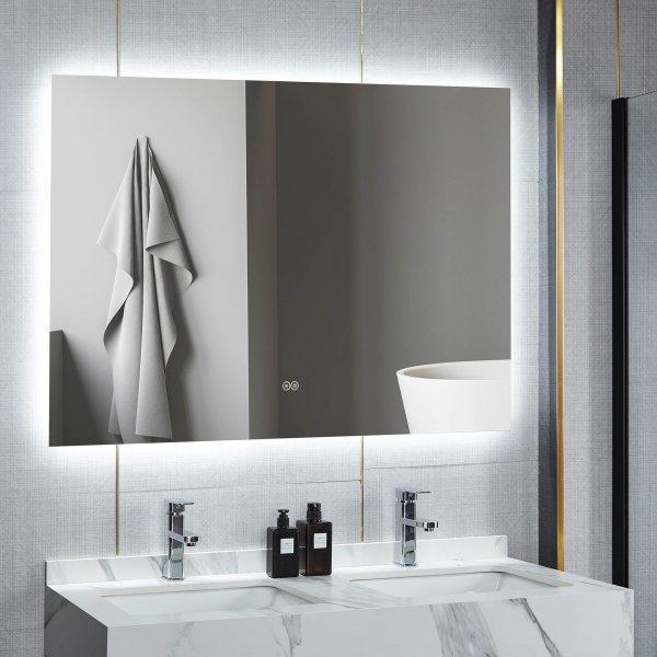 Badrumsspegel 120 x 100 cm med LED-belysning och anti-fog Badrumsspegel 120 x 100 cm med LED-belysning och anti-fog