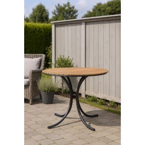 runt matbord 100 cm svart acacia för utomhus + rengöringsspray för utemöbler