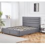 S�ngram med f�rvaring inklusive s�nggavel 160 x 200 cm gr�