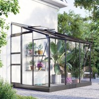 Väggväxthus Nimas 4,8 m² - svart - härdat glas Väggväxthus Nimas 4,8 m² - svart - härdat glas