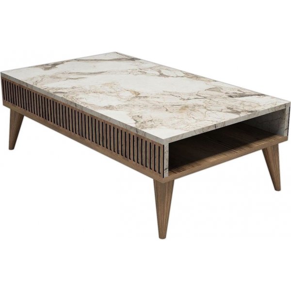Milan soffbord 105 x 60 cm - Valn�t/vit marmor-look