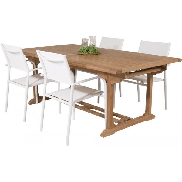 Bjuråker Matgrupp (195x110) - Vit/Natur - 4 Stolar Bjuråker Matgrupp (195x110) - Vit/Natur - 4 Stolar