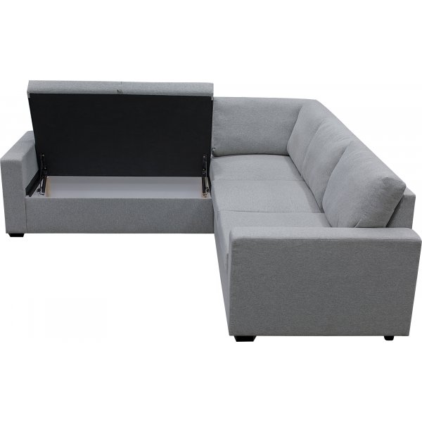 H�rnsoffa Belissa med b�ddfunktion och f�rvaring - 235x235 cm - m�rkgr�