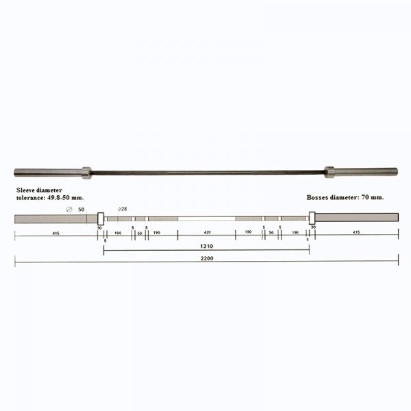 Olympisk skivst�ng 28 mm grepp - 220 cm 20 kg