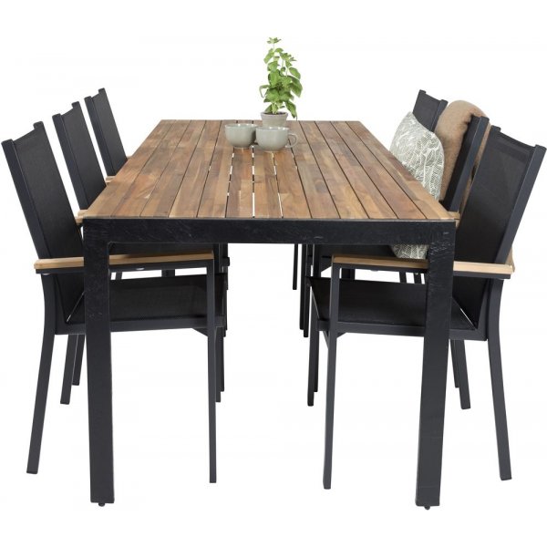 Balsjö Matgrupp (205x90) - Svart/Natur - 6 Stolar Balsjö Matgrupp (205x90) - Svart/Natur - 6 Stolar